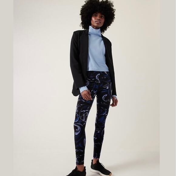 Athleta Elation Blue Velvet Print Leggings Size XXS - Picture 1 of 8